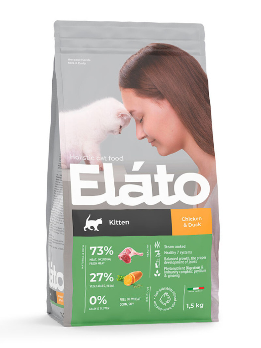 Elato Holistic сухой корм для котят с курицей и уткой,300 г, 1,5 кг