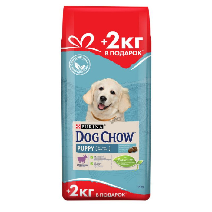 Purina DOG CHOW Дог Чау 12+2 кг Сух корм для щенков ягненок