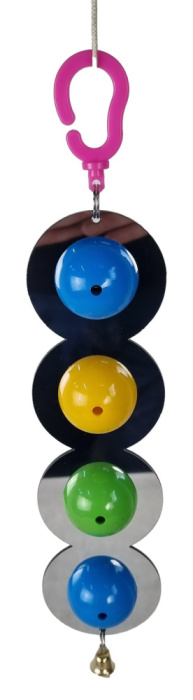 Данко-Зоо Игрушка для попугаев на зеркале с колокольчиком "4 шарика" 36 см