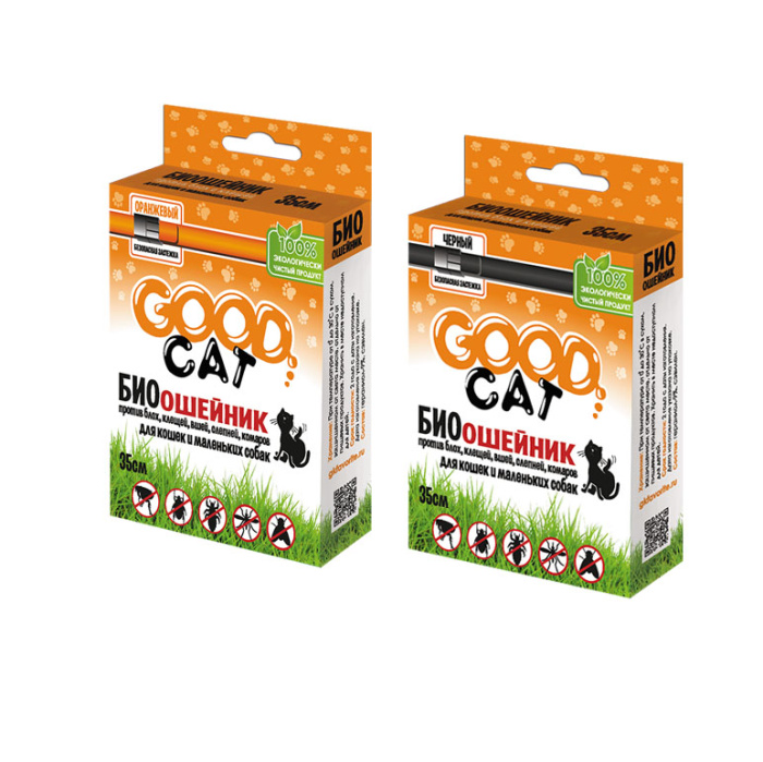 Good Cat БИОошейник, Антипаразитарный, для кошек, 35 смОранжевый, Черный