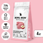 BOWL WOW Корм сухой полнорационный с индейкой и яблоком для взрослых кошек, 4 кг