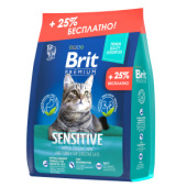 Brit Premium АКЦИЯ 500 г в подарок Cat Sensitive Сухой корм премиум класса с индейкой и ягненком для кошек с чувствительным пищеварением, 2 кг + 500 г