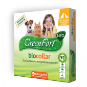 GreenFort neo, БиоОшейник от блох и клещей, для кошек и собак, массой до 10 кг, 40 см