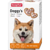 Beaphar `Doggy`s MIX` витаминизированное лакомство для собак, биотин-таурин, протеин, печень 180 таб.