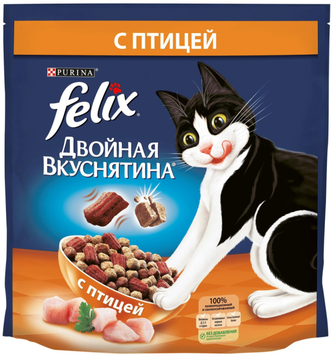 FELIX Сухой корм для кошек Двойная вкуснятина, с птицей, 200 г