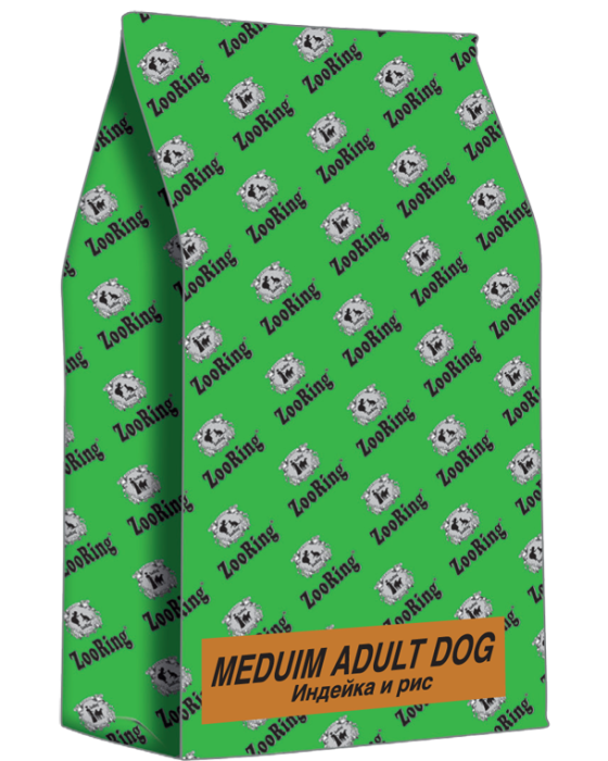 ZOORING MEDIUM ADULT DOG Сухой корм-холистик для взрослых собак средних пород Индейка и рис,20 кг, 10 кг, 2 кг