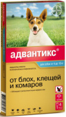Bayer Адвантикс Капли против клещей и блох для собак весом от 4 до 10 кг, 4 пипетки