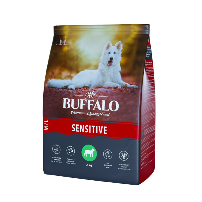 Mr.Buffalo SENSITIVE Сухой корм для собак средних и крупных пород, ягненок,2 кг, 14 кг