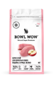 BOWL WOW Корм сухой полнорационный с индейкой и яблоком для взрослых кошек, 4 кг