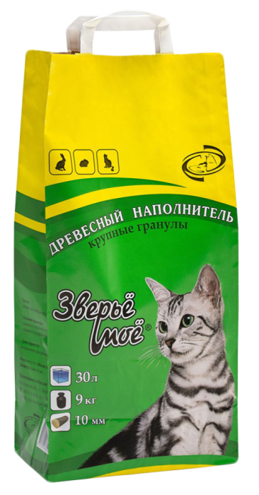 Зверьё Моё наполнитель древесный для кошек, крупные гранулы, (30 л)
