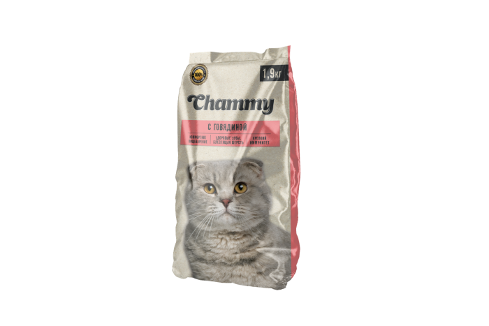 Chammy сухой корм для кошек, с говядиной, (1,9 кг, 5, 20, 37)