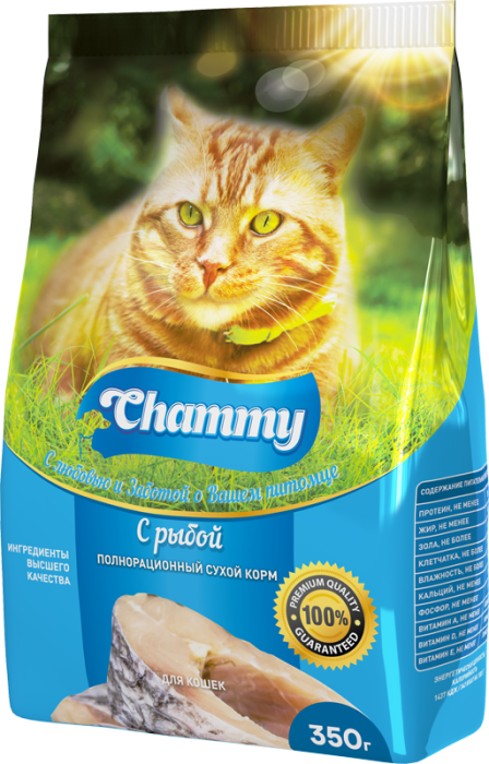Chammy Полнорационный сухой корм для кошек, с рыбой,350 гр, 1,9 кг, 10 кг