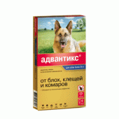 Bayer Адвантикс Капли против клещей и блох для собак весом более 25 кг, 4 пипетки