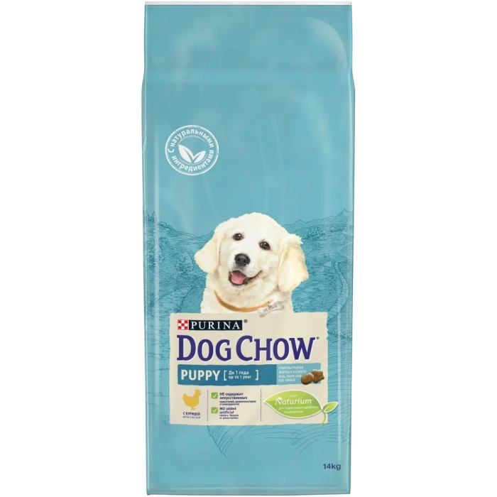 Purina DOG CHOW для щенков до 1 года с курицей,14 кг, 2,5 кг