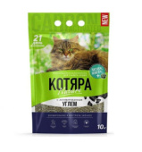 Котяра наполнитель комкующийся для кошек, с активированным углем, 10 л 4.2 кг