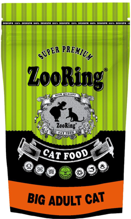 ZOORING BIG ADULT CAT Сухой корм для взрослых кошек крупных пород Мясо птицы,1,5 кг, 350 г., 10 кг, 20 кг