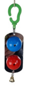 Данко-Зоо Игрушка для попугаев на зеркале с колокольчиком "2 шарика" 22 см
