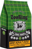 ZOORING MINI ADULT DOG Сухой корм для взрослых активных собак мини и средних пород Индейка и рис с хондроитином и глюкозамином,