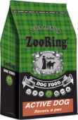 ZOORING ACTIVE DOG Сухой корм для взрослых собак средних и крупных пород, лосось и рис, 45% мяса,без пшеницы!!! Новый состав,улучшенный, 
