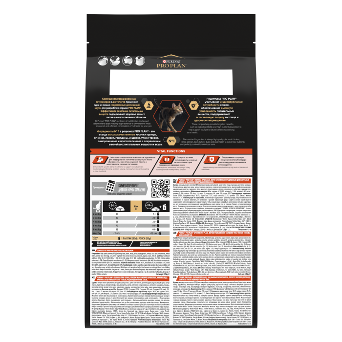 Pro Plan VITAL FUNCTIONS сухой корм для взрослых кошек для поддержания функций почек, мозга и иммунитета с лососем, 400 гр, 3 кг, 10 кг, 1,5 кг, 7 кг