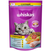 Whiskas Сухой корм для стерилизованных кошек и котов с курицей и вкусными подушечками, 350 г