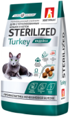 Полнорационный сухой корм для стерилизованных кошек и котов. Sterilized, ИндейкаTurkey. 0,35кг_4640001314704