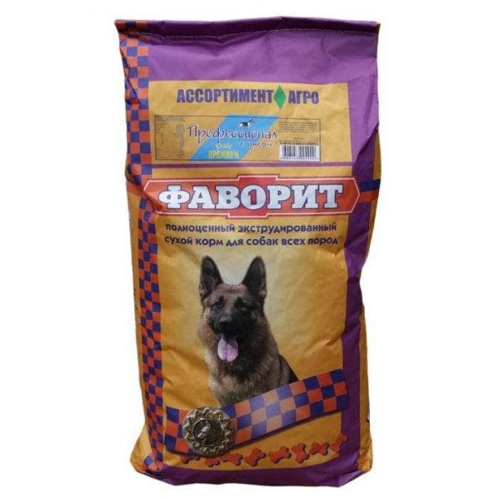 Фаворит Профессионал полнорационный сухой корм для собак всех пород с повышенной активностью, с птицей и рисом, 13 кг