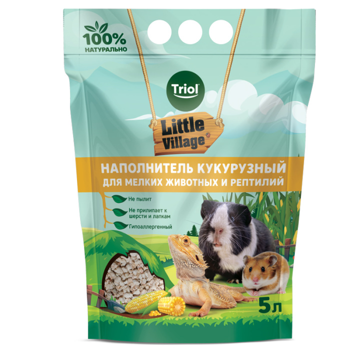 Triol Наполнитель кукурузный для мелких животных и рептилий, 5л, серия LITTLE VILLAGE
