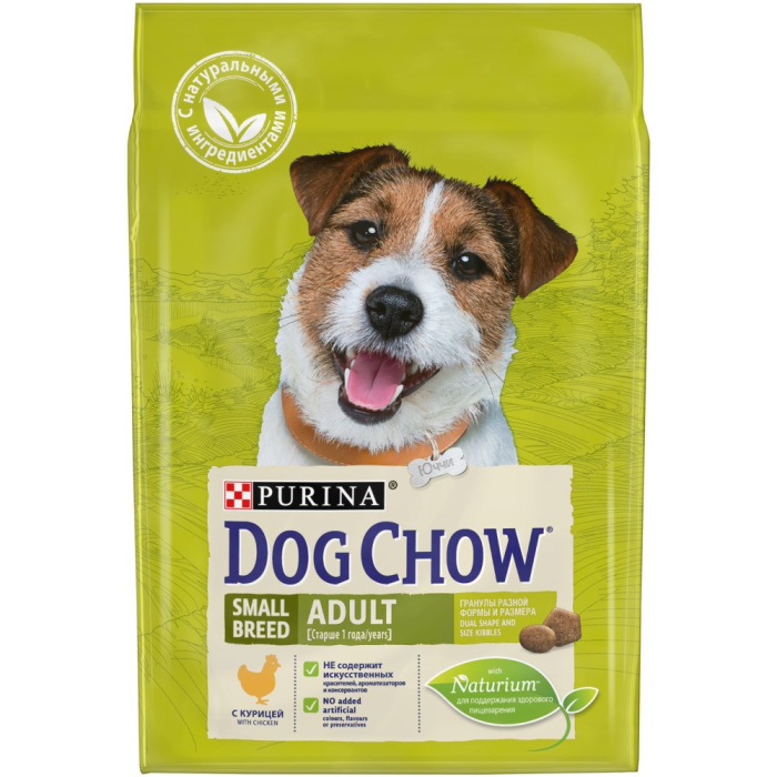 Purina DOG CHOW для взрослых собак мелких пород до 1 года,800 гр, 2,5 кг