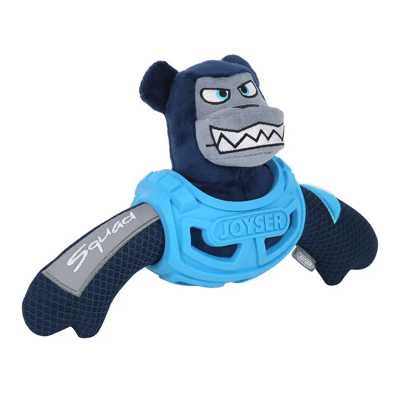 Joyser Игрушка для собак Squad Медведь J-Bear в броне с пищалкой M/L голубой, 32 см