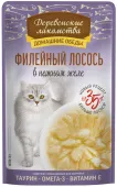 Деревенские лакомства Пауч для кошек Филейный лосось в нежном желе, 70 г
