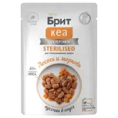 БРИТ КЕА Пауч с Лососем и Морковью для стерилизованных кошек, кусочки в соусе, 85 г