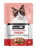 Ночной охотник Влажный корм для кошек, говядина кусочки в желе, 100 г