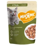 Мнямс Влажный корм для домашних кошек, Кусочки в соусе с уткой, 85 г