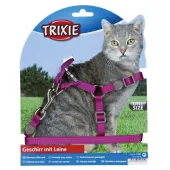 Trixie Нейлоновая шлейка с поводком для кошки Premium, размер шлейки 26–37 см, ширина 10 мм, длина поводка 1,2 м