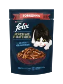 FELIX Мясные Ломтики для взрослых кошек, с говядиной, Пауч, 75 г