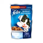 FELIX Двойной вкус Пауч для кошек Индейка и Печень, 75 г