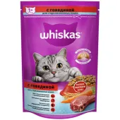 Whiskas Сухой корм для стерилизованных кошек и котов с говядиной и вкусными подушечками, 350 г