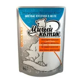 Милый котик Влажный корм для кошек мясное рагу в желе, 85 г