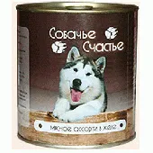 Собачье счастье Консервы для собак Мясное ассорти в желе 750 г