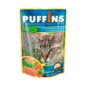 PUFFINS влажный корм для кошек, Рыбное ассорти в нежном желе, 100 г