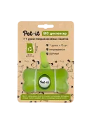 Pet-it Биодиспенсер + 1 рулон биоразлагаемых пакетов без ручек, 22×33 см, 15 пакетов в рулоне