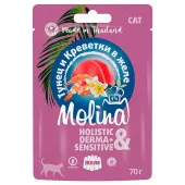 Molina Пауч с Тунцом и Креветками для котят и кошек, волокна в желе, 70 г