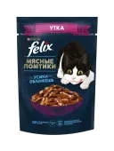 FELIX Мясные Ломтики для взрослых кошек, с уткой, Пауч, 75 г
