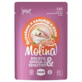 Molina Пауч для взрослых кошек Цыпленок и кальмар в желе, 70 г