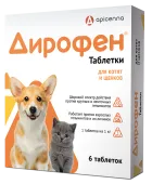 Apicenna Дирофен таблетки против гельминтов для котят и щенков, 1 таблетка на 1 кг, 6 таблеток