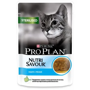 Pro Plan Pro Plan пауч для кошек паштет sterilised треска, 85 г 1*24