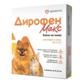 Apicenna Дирофен Макс 60 мг для кошек и собак до 2,5 кг, 1 пипетка по 0,25 мл