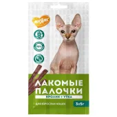 Мнямс лакомые палочки для кошек с уткой и кроликом