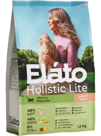 Elato Holistic Lite сухой корм для взрослых кошек с кроликом и индейкой / для привередливых кошек